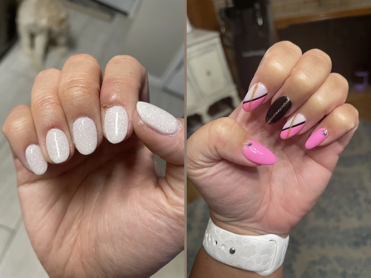 Clean salon space with tools and nail color options